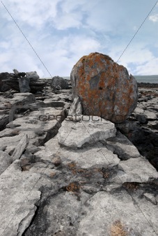 boulder in rocky burren landscape