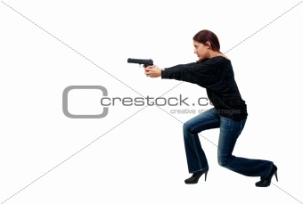 Woman Cop with Gun