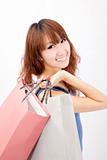 asian girl with shopping bag