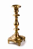 Ancient fine-molded brass candlestick for one candle isolated on a white background