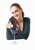 Beautiful young woman with a glass of wine