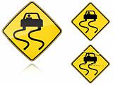 Variants a Slippery when wet - road sign
