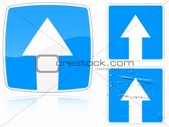 Variants a Road with one-way traffic - road sign