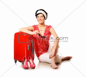 Happy woman going on holidays
