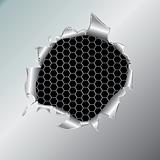 Hexagon metallic background under hole