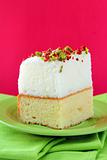 piece of cake with marshmallows and pistachios