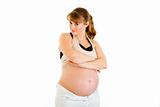 Beautiful pregnant woman  with foxy expression on  faces
