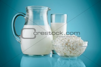 jug glass with milk and curds