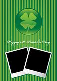 Happy St Patrick's Day card vector with two blank picture frame