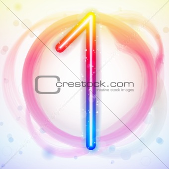 Number Rainbow Lights in Circle White Background