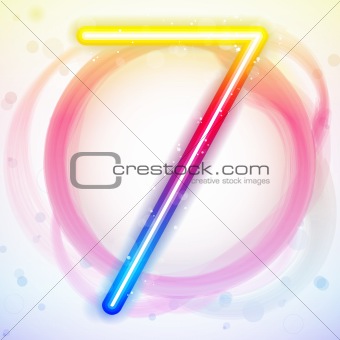 Number Rainbow Lights in Circle White Background