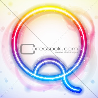 Alphabet Rainbow Lights in Circle White Background