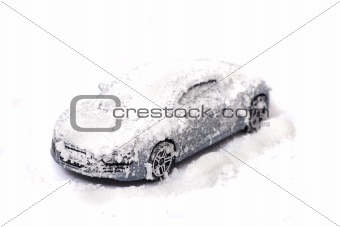 my car in the snow on the white background