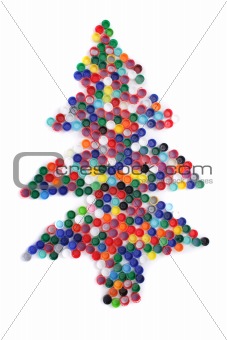 color plastic caps as christmas tree
