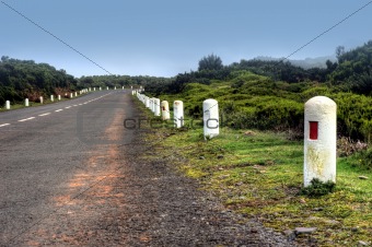 Road in Plateau of Parque natural de Madeira, Madeira island,  Portugal
