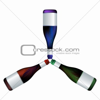 wine bottles trio