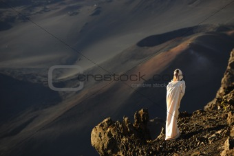 The girl at craters of Haleakala.