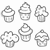 hand drawn cupcake set