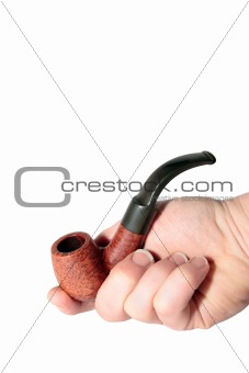 tobacco smoking pipe held in hand