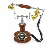 Old style telephone with lifted up receiver