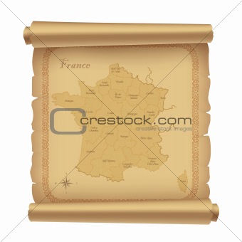 parchment with map of France 