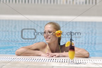 beautiful woman relax on swimming pool