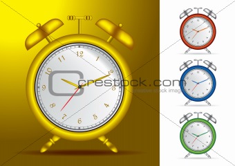 Set of 4 alarm clocks vector illustrations