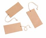 Blank tags tied with brown string