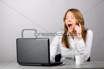 business woman is yawning