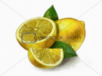 Lemon - Lemons with leaves