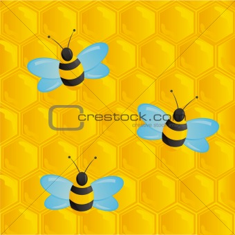 honeycombs texture with bees