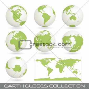 collection of earth glob, white-green 