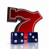 Lucky number seven with dice