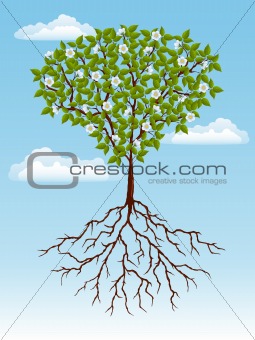 Abstract background with a tree. Vector illustration.
