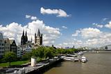River Rhine and cathedral of Cologne, Germany