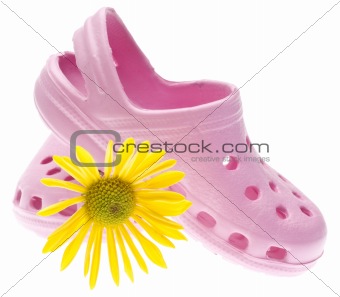 Pink Garden Clogs with Daisy