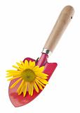 Red Garden Shovel with Daisy