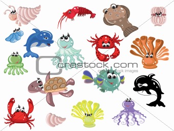 Sea animals,icons.