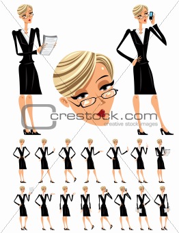 Attractive business woman illustrations set