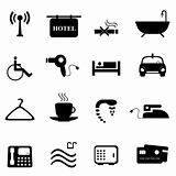 Hotel icons in black
