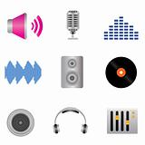 Audio, music and sound icons
