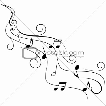 Music notes on swirl stave