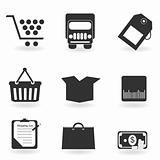 Shopping icons in grayscale