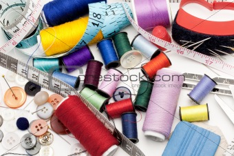 Talior's tools - Colorful Threads, Needle, Measuring Tape, Buttons