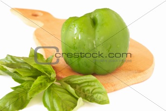 Fresh green pepper and basil