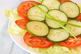 Fresh salad with cucumber and tomato