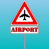 airport sign and blue sky background