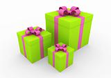 3d green pink white gift box
