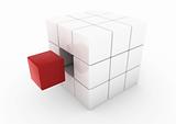 3d business cube red white