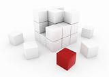 3d business cube red white
